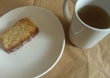 Coconut and lemongrass drizzle cake, and a cup of green tea