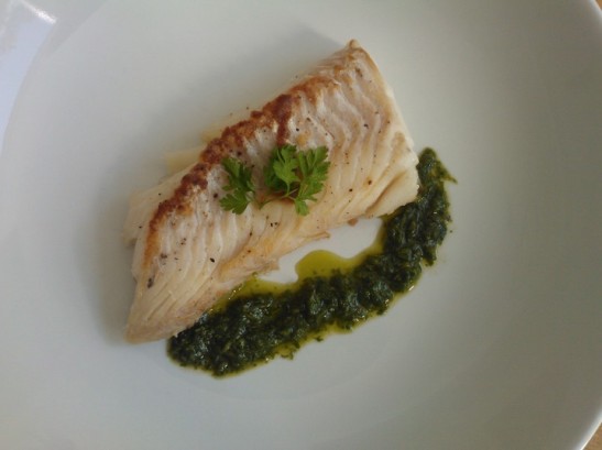 Pan-fried haddock with chervil dressing